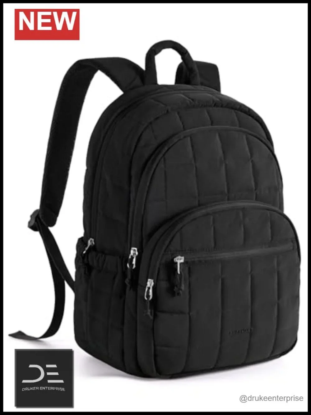 Quilted Laptop Backpack - Water-Resistant with Padded Straps, 15.6 Inch